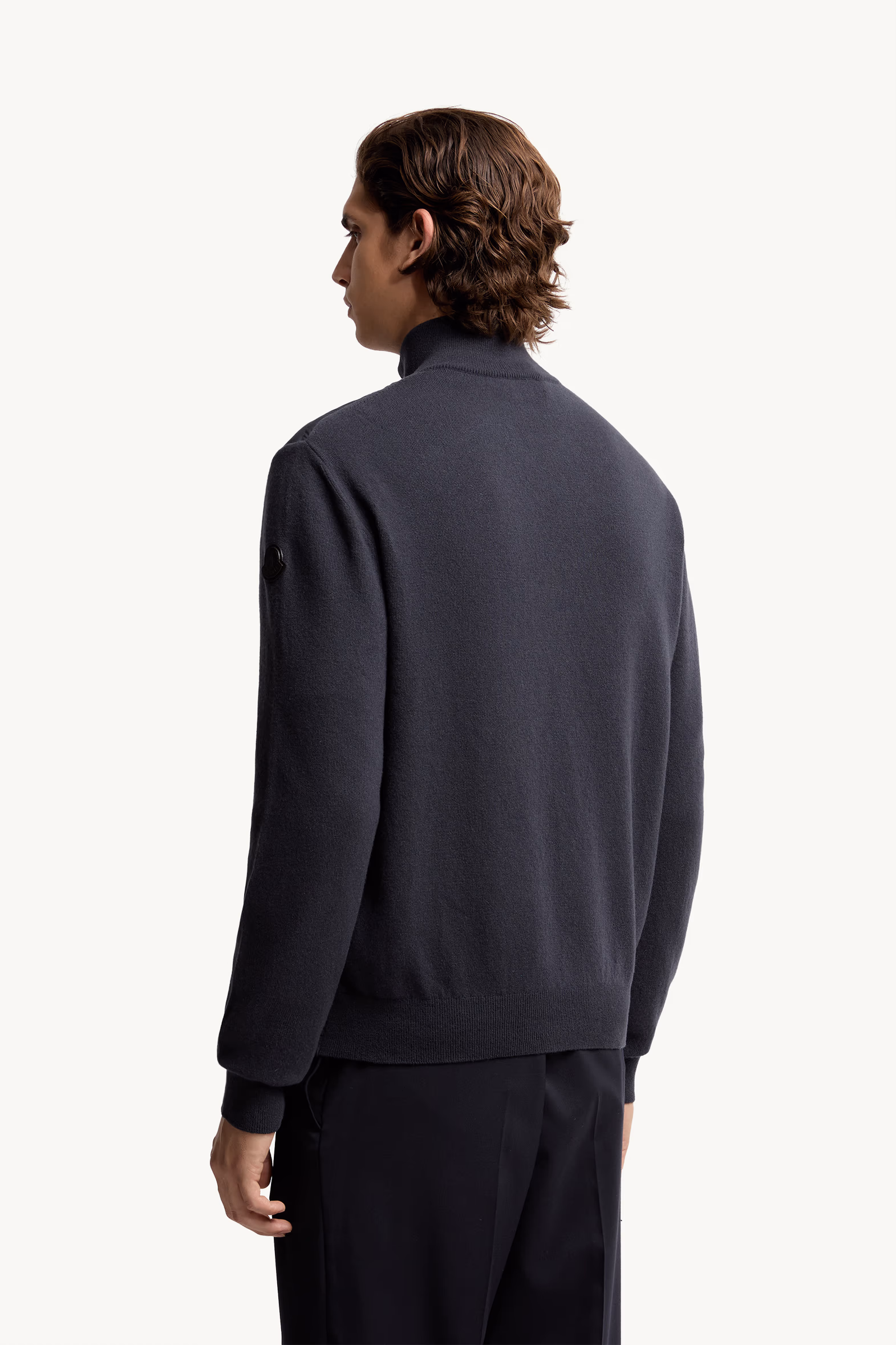 Cardigan zippé matelassé en laine et cachemire Hommes Bleu Moncler 5